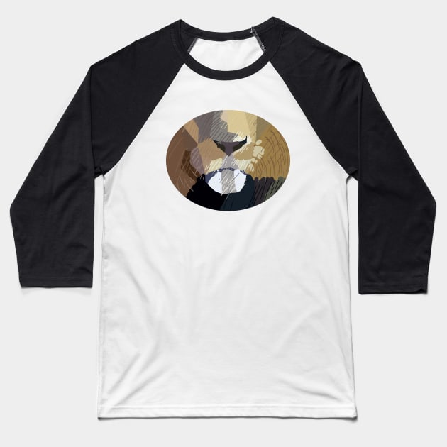 Lion Mouth Abstract Face Baseball T-Shirt by ellenhenryart